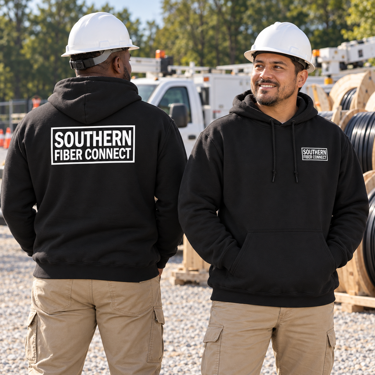Southern Fiber Connect | White Logo Hoodie